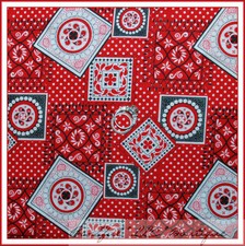BonEful Fabric FQ Cotton American Quilt Block Bandana Dot Paisley Red White Blue