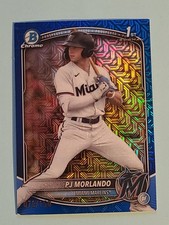 2025 Bowman PJ Morlando Chrome Mega Box Blue Refractor 1st #78/150 Marlins