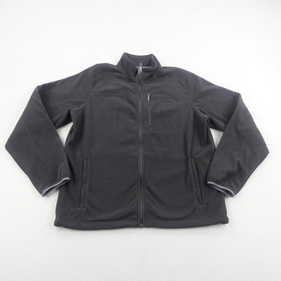 LL Bean Jacket Mens Medium Reg Black Fleece Full Zip Up Coat Outdoors Mock Neck