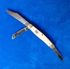 Vintage Camillus 66 Folding 3 blade Pocket Knife USA White Stockman