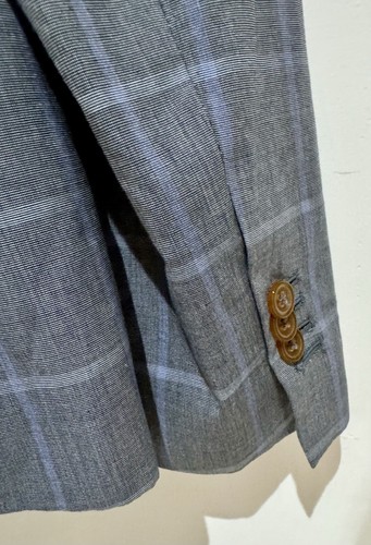 Chaqueta Blazer Vivienne Westwood Hombre Londres Gris Azul Cuadros de Rejilla Algodón Talla 48 - Imagen 6 de 7