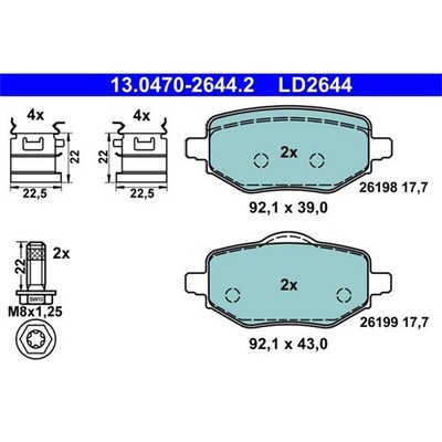 ATE CERAMIC BREMSBELÄGE HINTEN passend für CITROËN C4 DS DS OPEL CORSA MOKKA PEU