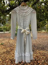 Gunne Sax Jeunes Filles Dress Jessica VTG Blue Lace Cottage Coquette Prairie 8