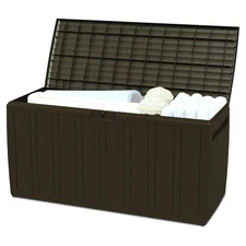 Ram Quality Products 71 Gallon Plastic Outdoor Backyard Storage Bin Deck Box