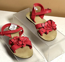 Gymboree Girls Pink Metallic w/ Matching Floral Design Sandals SZ 8