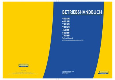 New Holland 750BFI 750SFI 900SFI Schneidwerk    Betriebsanleitung