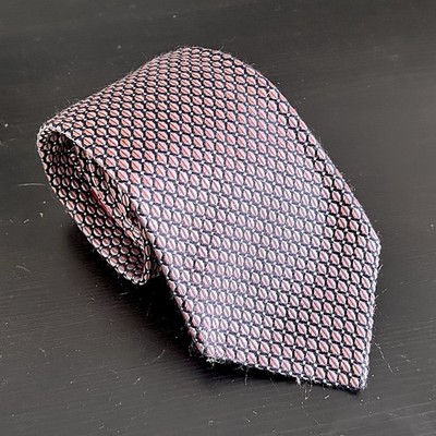 ISAIA Napoli 100% Silk Necktie Tie Geometric Pink Blue 3 3/4 x 60 Made in Italy