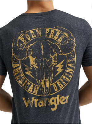 Mens Wrangler Born Free Graphic T-Shirt Short Sleeve M L XL 2XL 3XL Cotton Blend
