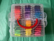 Lot of Carded Embroidery Floss Cross Stitch Threads In Plastic Organizer