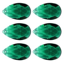 6Pcs 38mm Dark Green K9 Crystal Pendants Teardrop Bead Chandelier Prisms for DIY