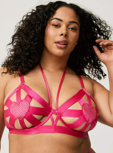 Torrid Übergröße 4X Sexy Dessous Diamanten offene Herzen Cup Bügel BH Rosa
