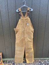 USA Made Men's 40x34 CARHARTT OVERALLS Sandstone Brown Work Quilt Insulated