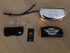 Harley Davidson Brillenetui Chromfarben glänzend mit Zubehör