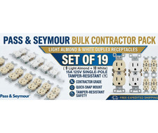 Pass  Seymour Light Almond  White Duplex Receptacle 15A 125V Set of 19