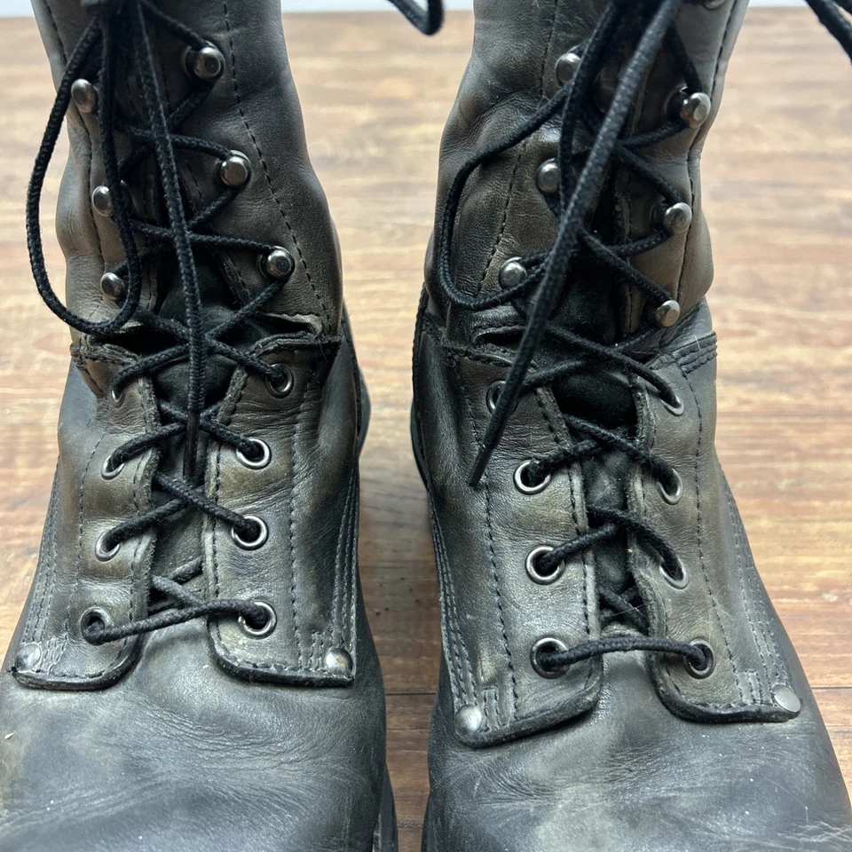 Antiga Bota de Trabalho Carolina Preta Biqueira Simples 8" Logger Estilo #823 Masculina EUA 10D Grunge - Imagem 3 de 4