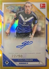 2025-26 Topps Chrome Bundesliga Yussuf Poulsen Hamburg True Gold AUTO /50