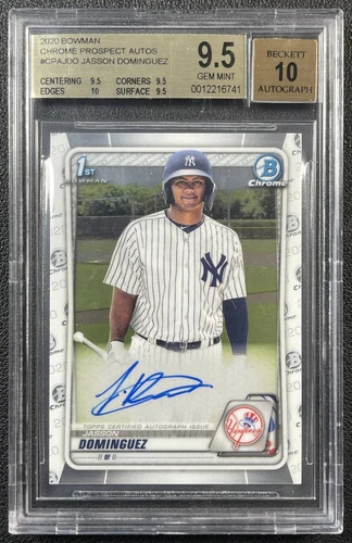 JASSON DOMINGUEZ BGS 9.5 AUTO 10 2020 BOWMAN CHROME AUTO 1ST PROSPECT YANKEES