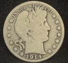1914 S United States Barber Half Dollar Silver 50C Coin