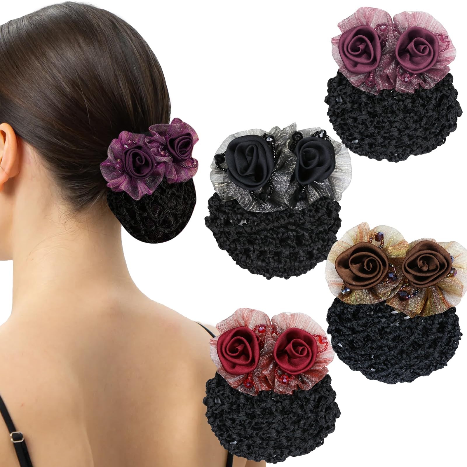 Fundas para sujeto moños con flores, accesorios para el cabello para mujeres