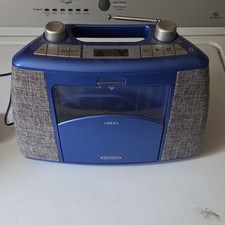 Jensen CD-565 Portable Stereo Bluetooth CD Player FM Radio Headphone Jack Blue
