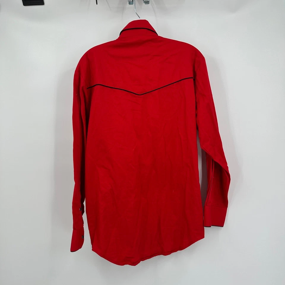 Camisa Western Express Para Hombres Talla S Roja Bordada Perla Snap Rodeo Foto 4 de 4