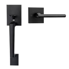 Black Front Door Handle, Entry Door Handle and Square no Deadbolt Matte Black