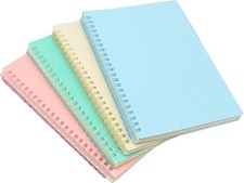 4 Pcs A5 Size Spiral Notebook, 4 Color 8.3 Inch x 5.9 Inch Thick Plastic
