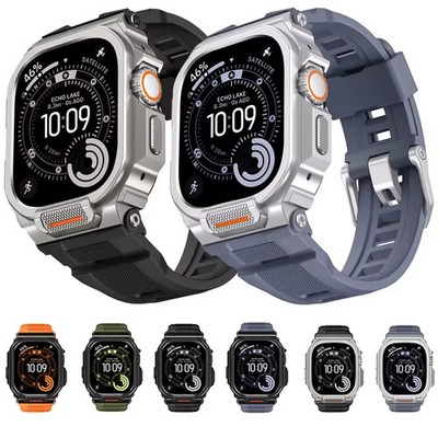 Metal Rugged Case Silicone Band Mod Kit For Apple Watch Ultra 3 11 10 49mm/46mm