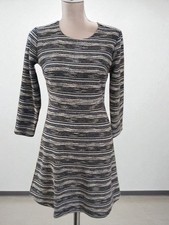NWT Loft Blue White Textured Tweed Stripe Fit Flare Womans 2 Mini Dress Classic