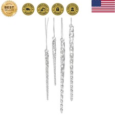 Kurt Adler 3.5-5.5 Inch Clear Glass Icicle Ornament Set of 24 Pieces