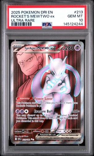 2025 POKEMON DRI EN-DESTINED RIVALS ULTRA RARE TEAM ROCKET'S MEWTWO EX PSA 10