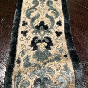 Antique Bell Pull By Corona Decor Co Raised Blue Velvet w Brass 50”