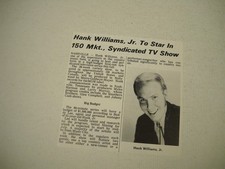 HANK WILLIAMS JR To Star In Syndicated TV Show 1970 music biz trade article