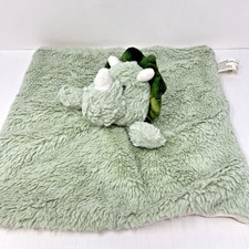 KellyToy Baby Plush Green Dinosaur Triceratops Lovey Blanket Rattle Toy 13 Inch