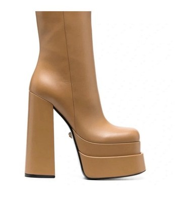 Versace Aevitas Camel platform boots 36.5