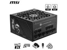 MSI - MPG A850GS PCIE5, 80 Gold Full Modular Gaming PSU, 12V-2x6 Cable, 5080 50