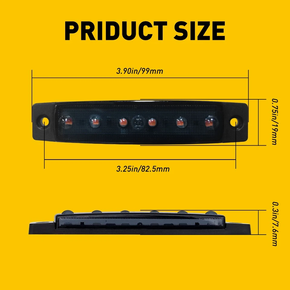 Tira ámbar ahumada luces de circulación LED para camión remolque luces de señal impermeables Foto 2 de 4
