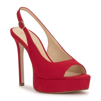 Women's Sibilla Slingback Platform Stiletto Pumps Red Muse Suede