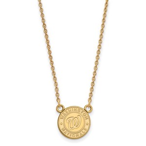 Authentic Gold Plated Sterling Silver MLB LogoArt Washington Nationals Pendant Necklace