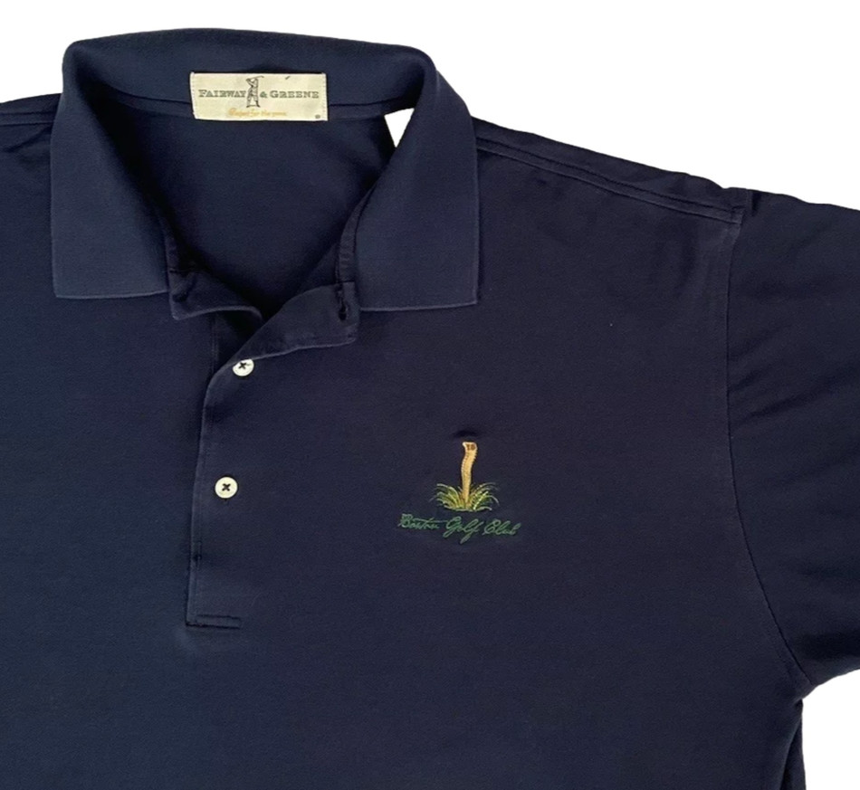 Fairway Greene Mens Polo Shirt XL Navy Cotton Vintage Boston Golf Club Top 100