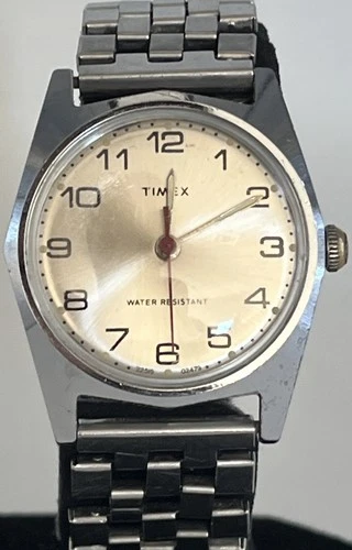 Vintage Mens Silver Tone 1979 Mechanical Timex Sprite Wristwatch Running H