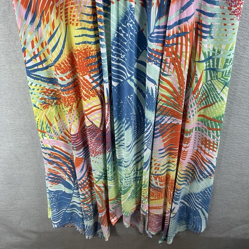 Pappagallo Tropical Print Dress Womens XL Palm Green Blue Sleeveless Sundress - Picture 9 of 15