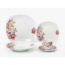 Porcelain 20-Piece Square Dinnerware Set Service for 4
