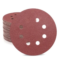 80 Grit Sanding Discs 5 in 8 Hole Hook & Loop Sandpaper - Orbital Sanders 50 pk