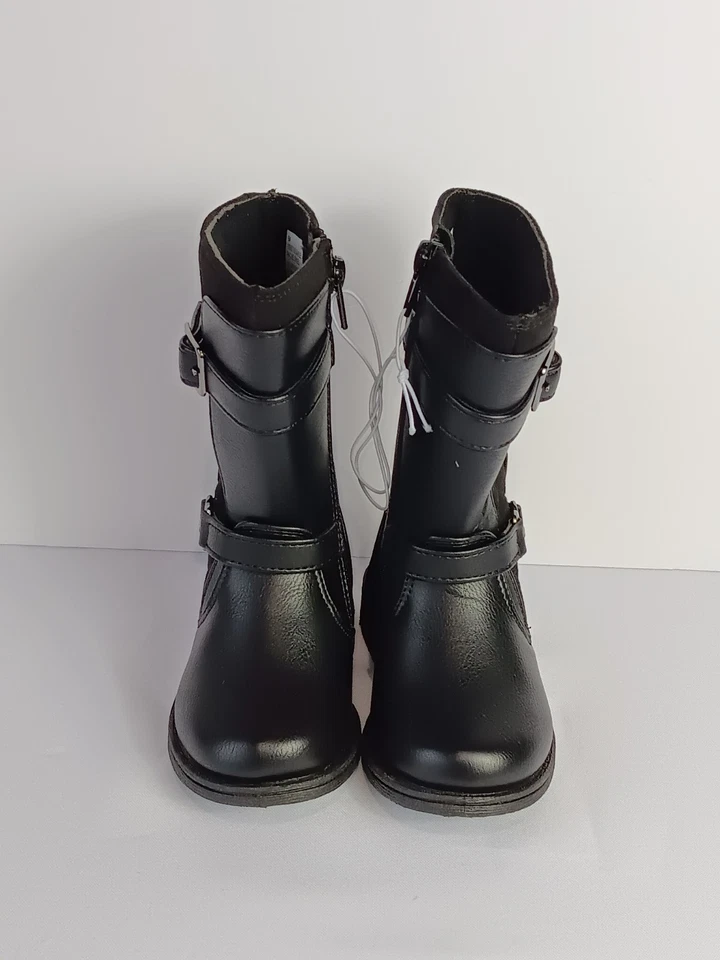 New Rachel Shoes Toddler Girl's Lil Sable Boots  Faux Leather Black Biker Size 6 - Image 2 of 4