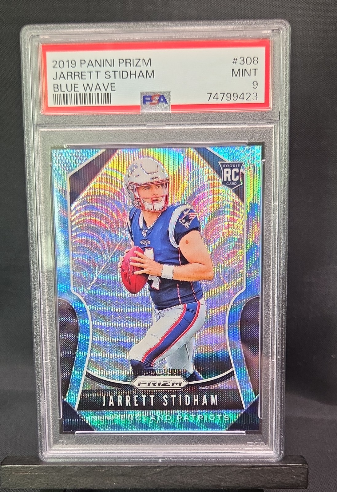 2019 Prizm - Jarrett Stidham #308 Blue Wave Prizm /199 (RC) PSA 9 - Low Pop