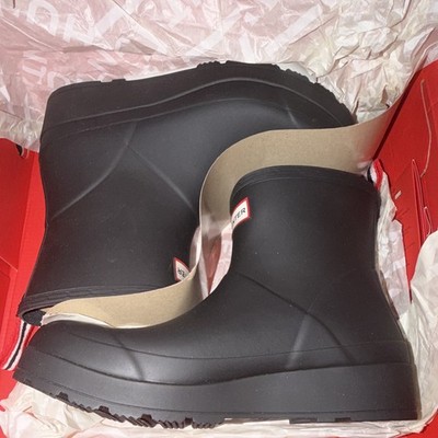 Hunter Play Short Waterproof Rain Boot Black Rubber Women's US 9 EUR 40/41