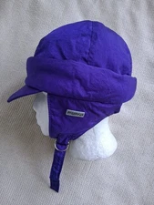Fera Skiwear O/S PurpleViolet Winter Hat Ear Flaps Nylon Cotton Fleece Lined 25"