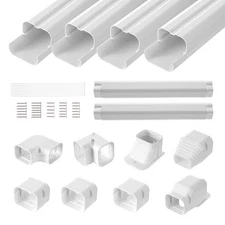 3" W 17.6Ft Line Set Cover Kit For Mini Split/Central Air Conditioner PVC