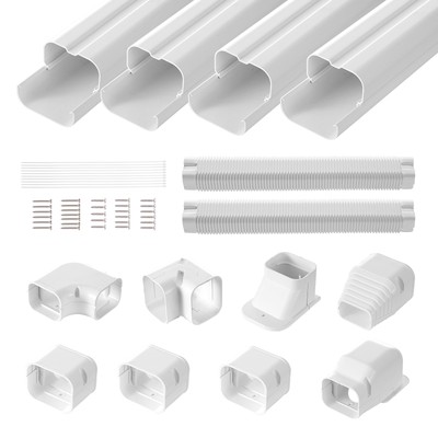3'' W 17.6Ft Line Set Cover Kit For Mini Split/Central Air Conditioner PVC